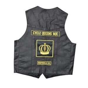 Black Highway Hawks Leather Snap Vest Women's Size L Sexy G Cycle Queens M/C
